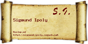 Sigmund Ipoly névjegykártya